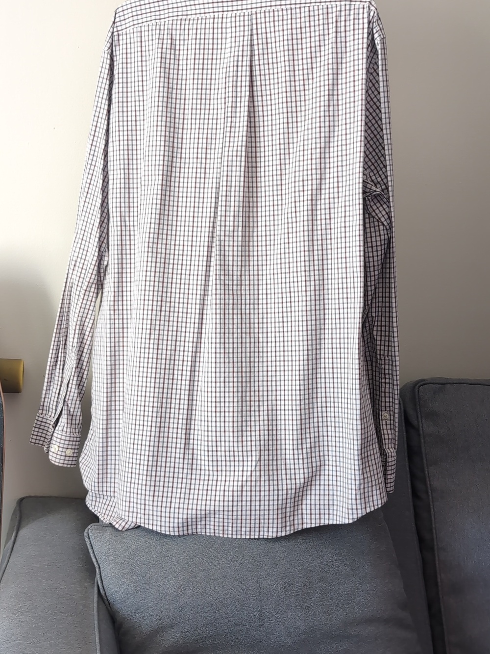 Eddie Bauer White Shirt with Black and Brown Check - Picture 4 of 4